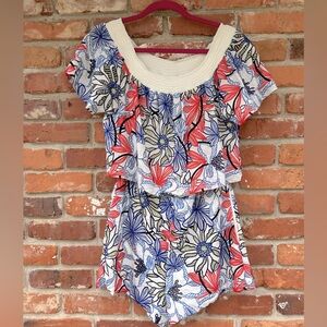 Parker Skies Are Blue Embroidered Floral Off-Shoulder Romper 1-Piece Size M